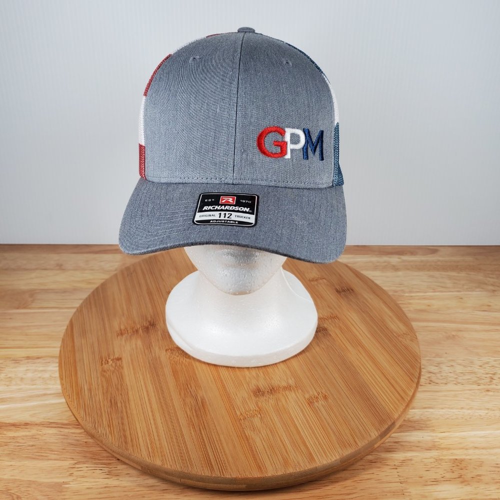 GPM American Flag Themed Trucker Hat Embroidered Logo Snapback Cap Adult OSFM